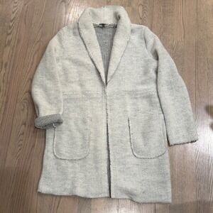 ROBERT KITCHEN Women's Shawl Collar Chunky Cardigan Sweater Beige Grey Size M